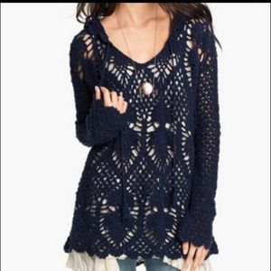 Free people crochet hoodie